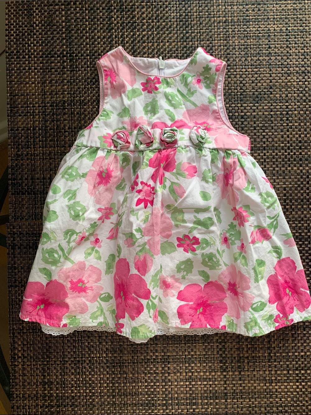 Children’s Place Girls Floral Pink & Green Sleeveless Dress